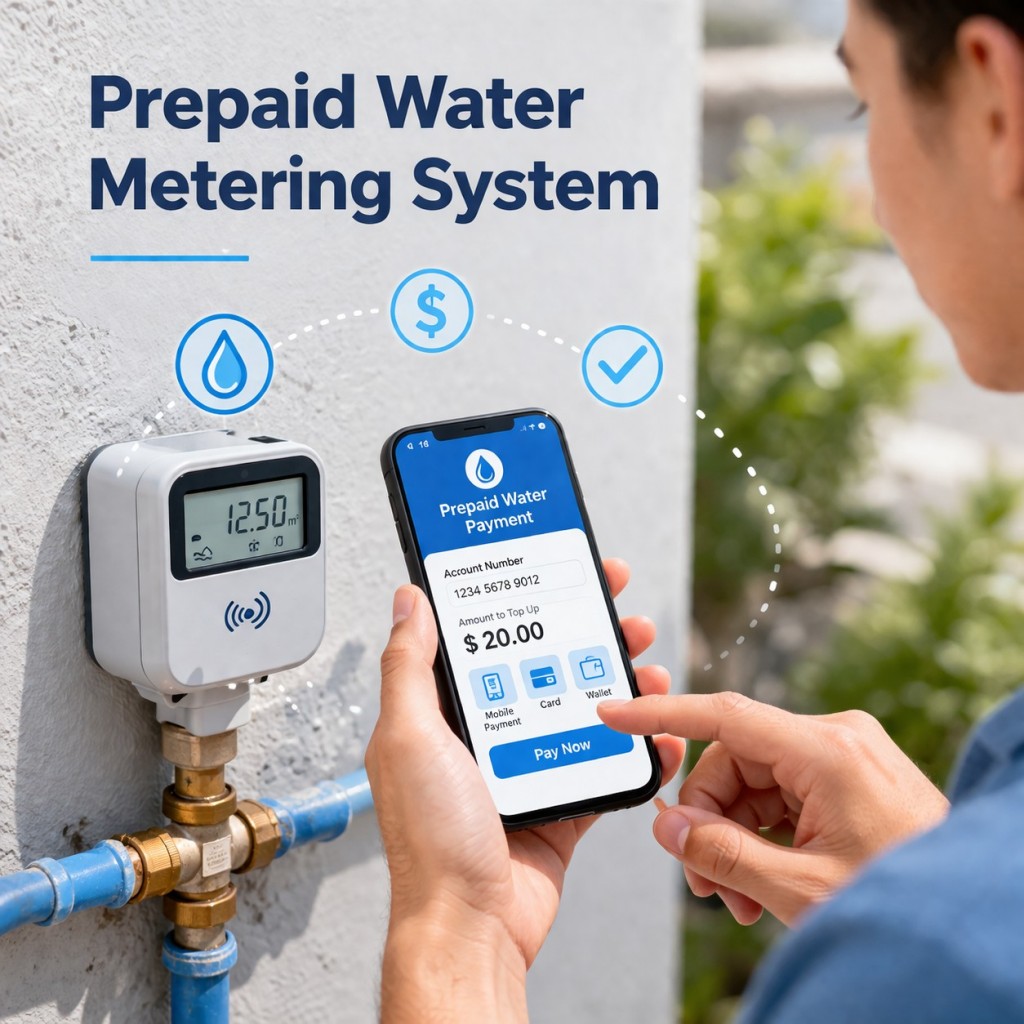 Système de compteur d'eau prépayé avec application mobile et paiement par WeChat pour une facturation intelligente de l'eau