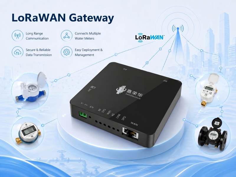 Gateway LoRaWAN para sistema de medidor de água inteligente conectando vários medidores à plataforma de nuvem