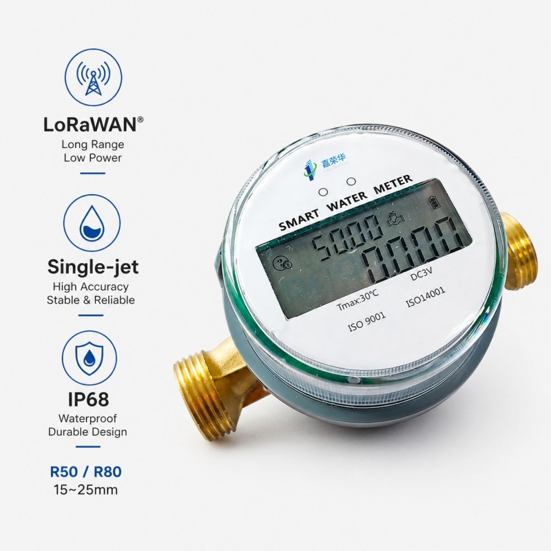 Medidor de água inteligente de jato único LoRaWAN com tela LCD para submedição e leitura remota em apartamentos