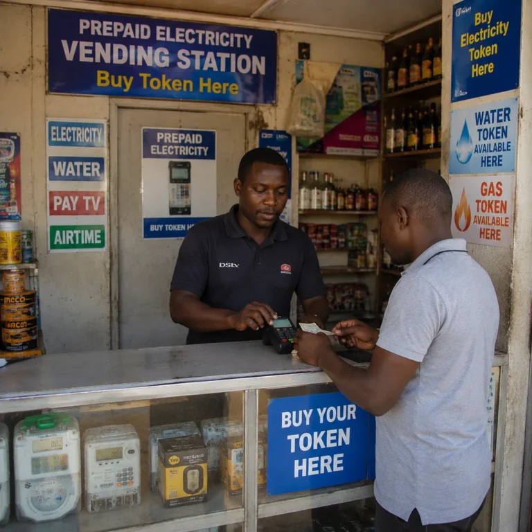 POS vending station for STS prepaid meter token purchase at retail points