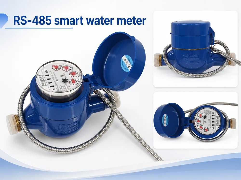 عداد مياه ذكي من طراز JRH DN15 ذو هيكل نحاسي، يعمل بنظام RS-485 الكهروضوئي للقراءة المباشرة، ومزود بكابل اتصال، مخصص لمشروع في البرازيل